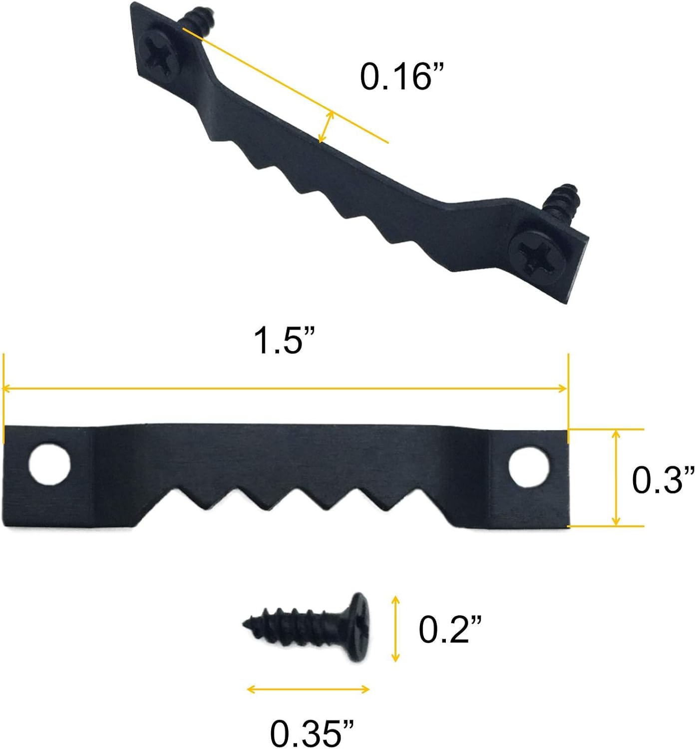 50 Pack Small Sawtooth Picture Hangers Steel Picture Hangers Picture Frames Hangers with Screws Picture Hang Solutions, for Hanging Clock Paintings Artwork Picture Frame Hook Photos (Black) - - 