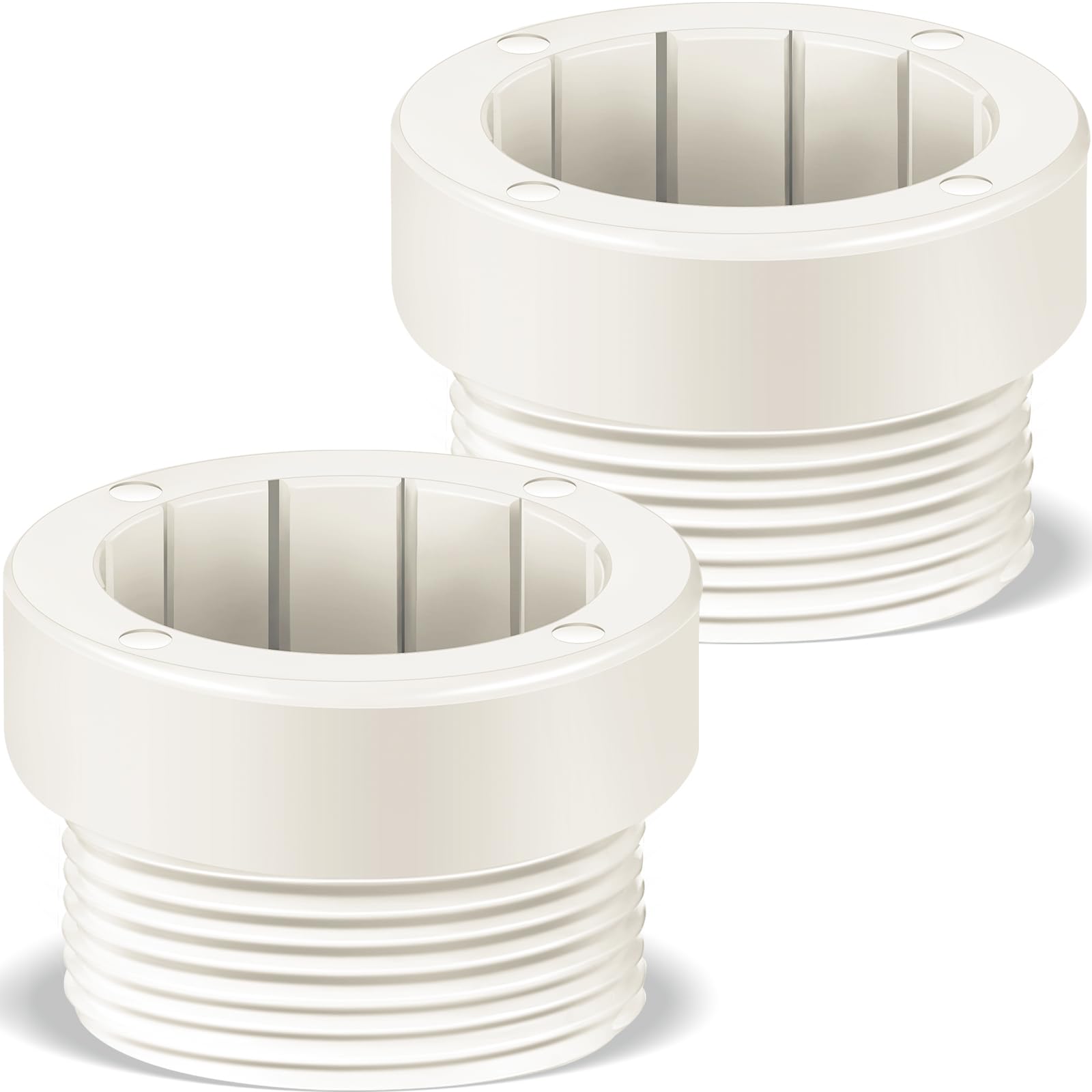 Photo 1 of Thyle 2 Pcs Pool Umbrella Stabilizer Adapter Threaded Adapter Sleeves Pool Umbrella Pole Stabilizer for Outdoor Patio 1 3/4" Insert(White)