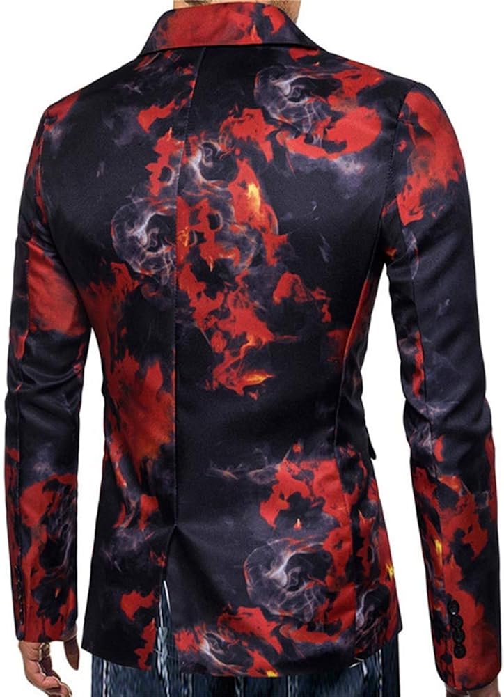 Mens Suit Jacket Slim Fit Printed One Button Floral Casual Blazer Sports Coat at  Men’s Clothing store