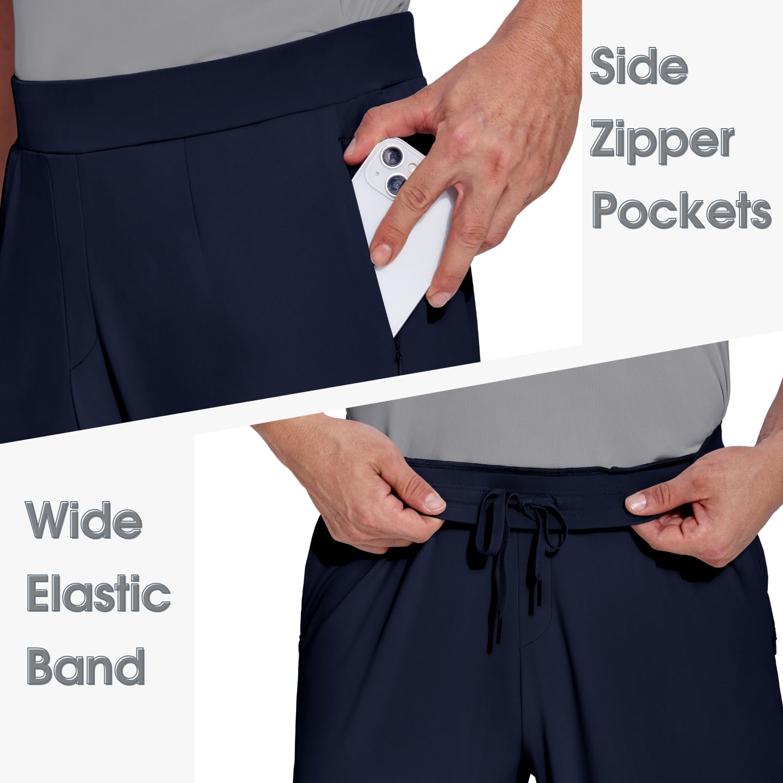 PINSPARK Men's Golf Pants UPF50+ Stretch Lightweight Quick Dry Pants Elastic Waist Pants with Zipper Pockets Joggers Workout Blue Purple