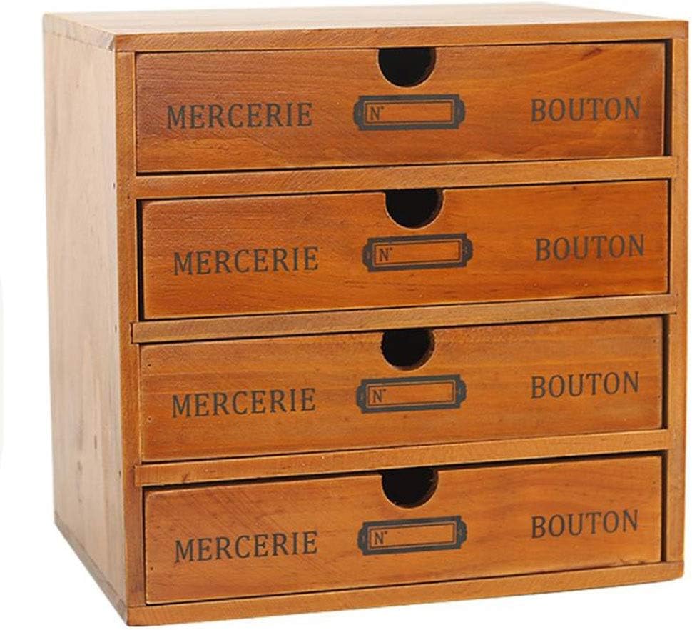 Lyn Desk Organiser 4 Drawer Vintage Solid Wood Storage Chest Box