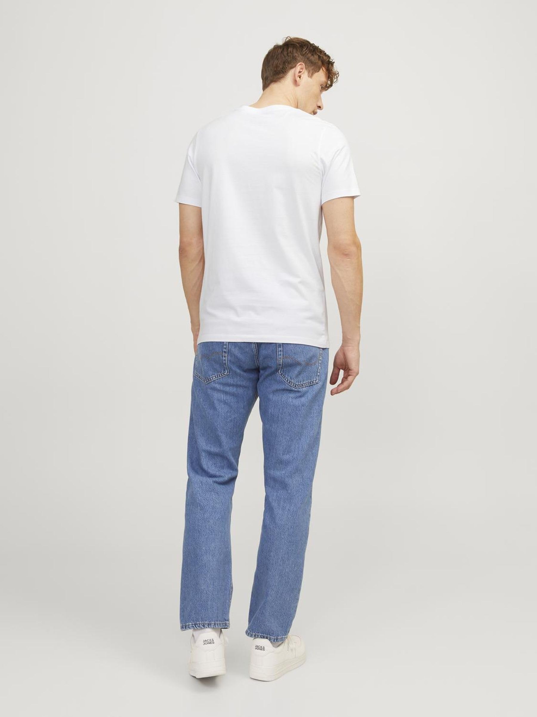 JACK & JONES Herren JJECORP Logo Tee SS Crew Neck 3PK MP T-Shirt, White/Pack:1Black 1Navy Blazer 1 White, L 3