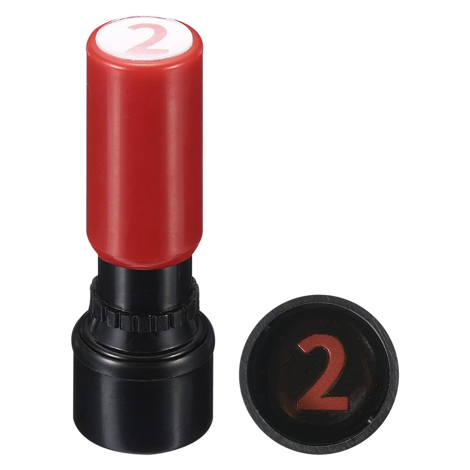 PATIKIL Number Stamps Self Inking, Numeral 2 7mm Red Plastic Round Number Stamp for Class Notebook Scrapbooking DIY Craft — image 1