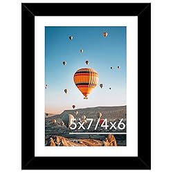 JCJMY 5x7 Picture Frame Black with 4x6 Mat for Wall