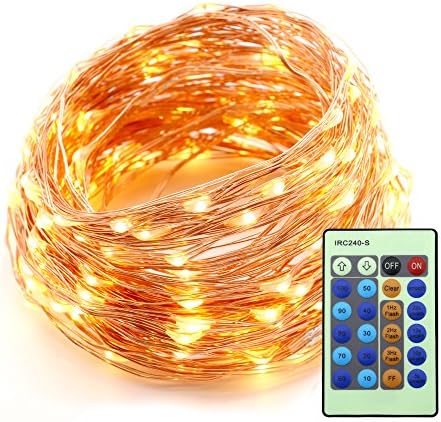 RaThun 66ft 200 LEDs String Lights Flexible Copper Wire Lights Waterproof Design Decor Rope Lights for Festival, Christmas, Wedding, Holiday and Party with Wireless Remote Control, Warm White