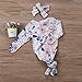 2PC Newborn Baby Gown Unisex Floral Print Sleep Sack Long Sleeve Nightgowns with Headband