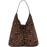 Oweisong Suede Leopard Purse for Women Leather Cheetah Print Tote Bag | Suede Hobo Handbag, Large Capacity, Vintage Satchel