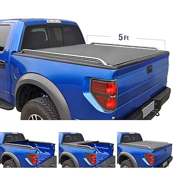 Bragan Bra4729td Short Curve 4x4 Black Tri Fold Soft Tonneau Cover Short Curved Bed Fitting Kit