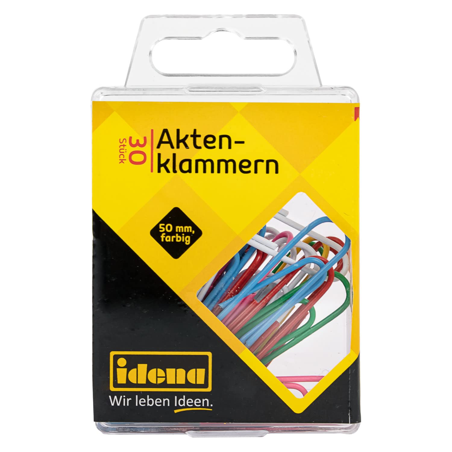 Idena 12079 - Plastic Coated Paper Clips 50 mm (Pack of 30)
