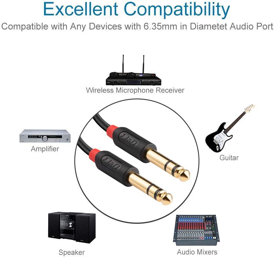 J&D 6.35mm (1/4 inch) TRS Stereo Audio Cable - Image 5