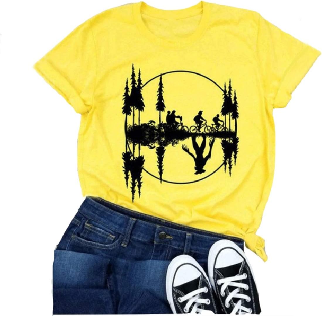 Womens Stranger Things Upside Down Shirt Vintage Retro Graphic T Shirt Funny Cute Casual Tees