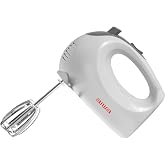 AIWA 5-Speed Hand Mixer with Eject Button, Electric Handheld Mixer for Cream, Batter, Eggs &amp; Baking, Stainless Steel Beaters, Dishwasher-Safe, Lightweight Compact Design, White