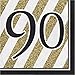 Black and Gold Happy 90th Birthday Party Bundle with Paper Plates and Napkins for 8 Guests