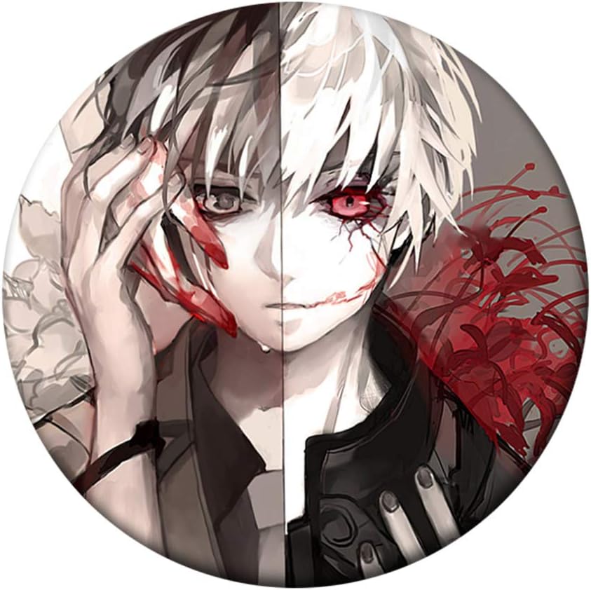 Peoria Tokyo Ghoul Brooch, Kawaii Tinplate Brooch Pins for Clothes, Bags, Caps and Pencil Cases(Style 02)