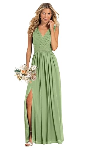 Sukleet Plus Size Sage Green Bridesmaid Dresses for Women V Neck