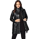 Jessica London Women's Plus Size A-Line Zip Front Leather Jacket