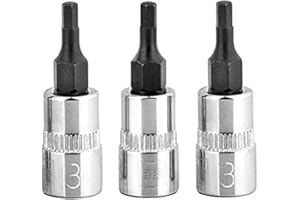 BRAZEN 3mm Hex Bit Socket/Allen Driver Three Pack (1/4" Drive, Short)