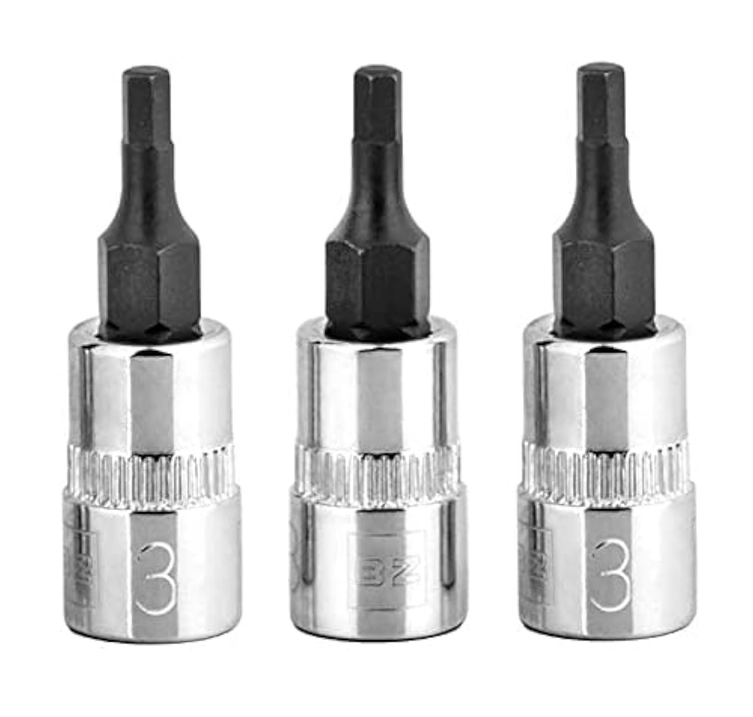 BRAZEN 3mm Hex Bit Socket/Allen Driver Three Pack (1/4" Drive, Short)