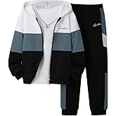 Ltvoo 2 Pcs Boys Tracksuit Zip Up Pullover Athletic Hoodie Windbreaker Jacket and Jogger Pants Sportswear Set for 7-14Y