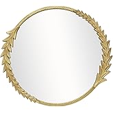 IPOUF Vintage Round Wall Mirror, 28inch Decorative Accent Mirror with Metal Frame,Antique Gold