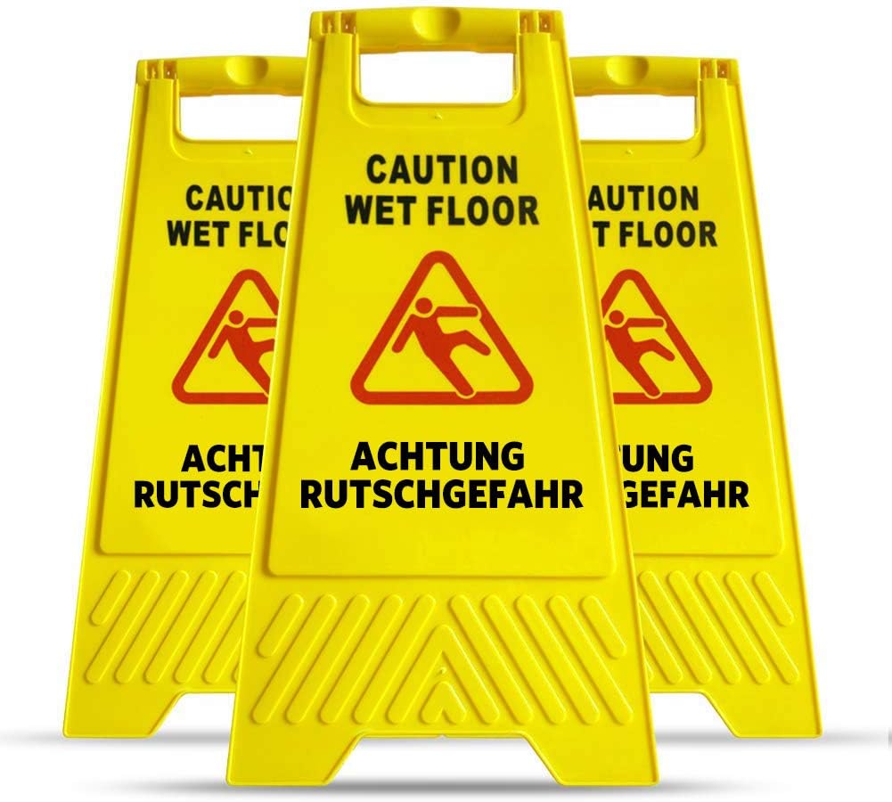 ProPlus Warnschild Achtung Rutschgefahr 58 Cm – Klappbares Sicherheits-Schild Für Nassbereiche, Reinigung & Gewerbe – Gelb, Kunststoff