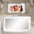 Rechargeable LED Car Visor Makeup Mirror – 10x & 30x Magnification, 3 Light Modes, Dimmable Touch Light