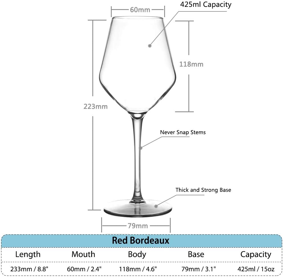 COOKY.D Large Tritan-Plastic Red Bordeaux Wine Glasses 15oz, Unbreakable Long Stemmed Glassware for Party Birthday - Image 5