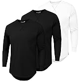 Mens 3 Pack Plain Cotton Shirts Short Sleeve Casual Crew Neck T-Shirts Hipster Hip Hop Longline Tees Drop Cut Curved Hem