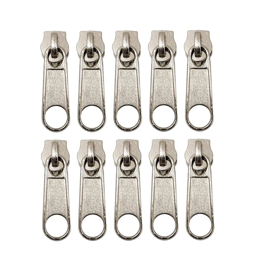72 Metal Sliders for Nylon Zipper, Free Zipper Slider #5, Zipper Puller to Repair or Mount a Zipper, Silver Sliders, (#5, 888)