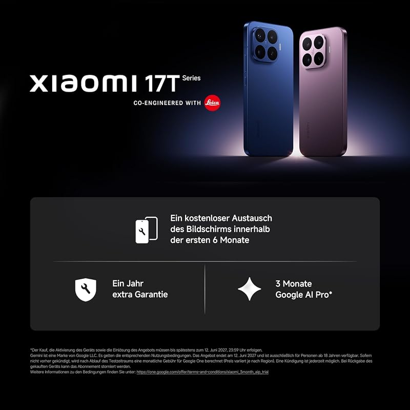 17T Smartphone 12+256GB, 6500mAh Akku, Leica 5X Telekamera, Violett