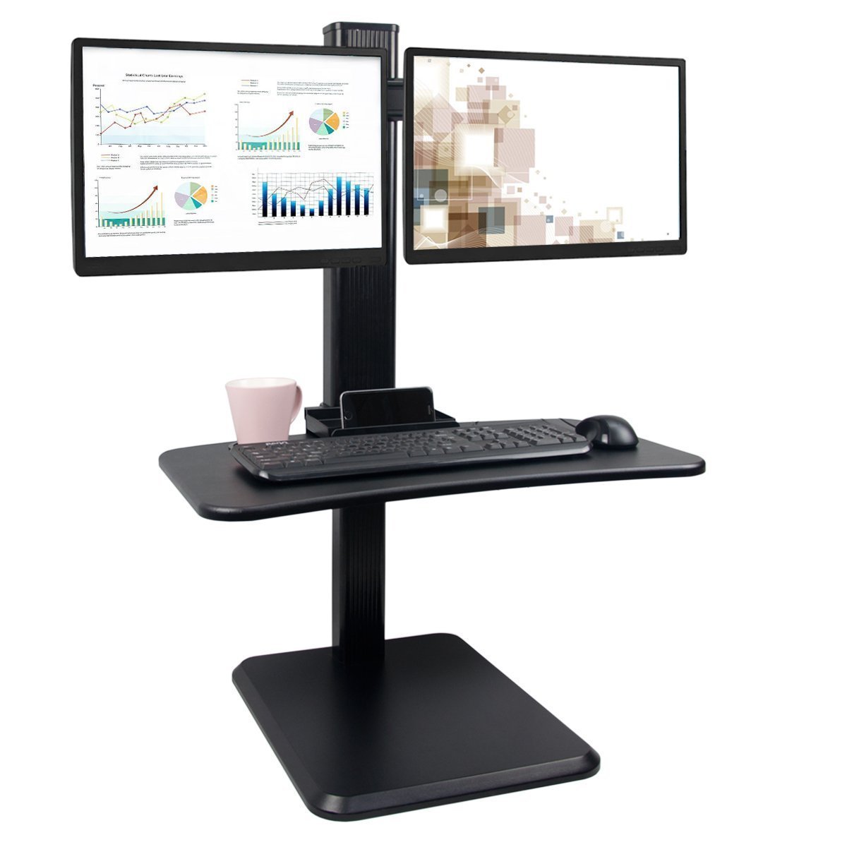 Dalinus Black Dual Ergonomic Monitor Standing Desk Riser Practical