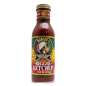 Reggae Ketchup by Smilin Island Foods, Sweet & Spicy Tomato Ketchup 1 Bottle 12.07oz.