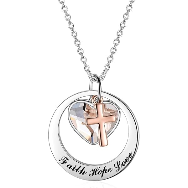 925 Sterling Silver Faith Hope & Charity Charm Pendant - Hollow Polished Silver Charm, 25x20mm (No Chain)