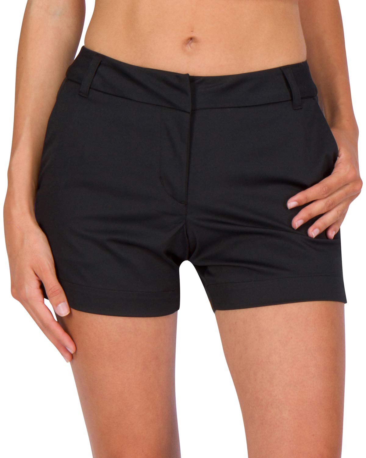 Photo 1 of Three Sixty Six Womens Golf Shorts 4 ½ Inch Inseam - Quick Dry Active Shorts with Pockets, Athletic and Breathable Jet Black
