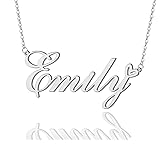 AOLO Emily Heart Name Necklace Silver Stainless