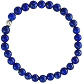Colkiow Natural Crystal Beaded Bracelets for Women,Lapis Lazuli/Black Tourmaline/Amethyst/Aquamarine Handmade Stone Charm Bracelet Stocking Stuffers for Women Girls