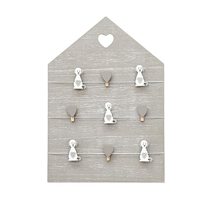 Spotted Dog Gift Company Tableau Pense Bête Cuisine à Accrocher Au Mur Tableau Mémo Cadre Photo Avec Pinces 42 X 295cm Gris Et Blanc Bois Motif