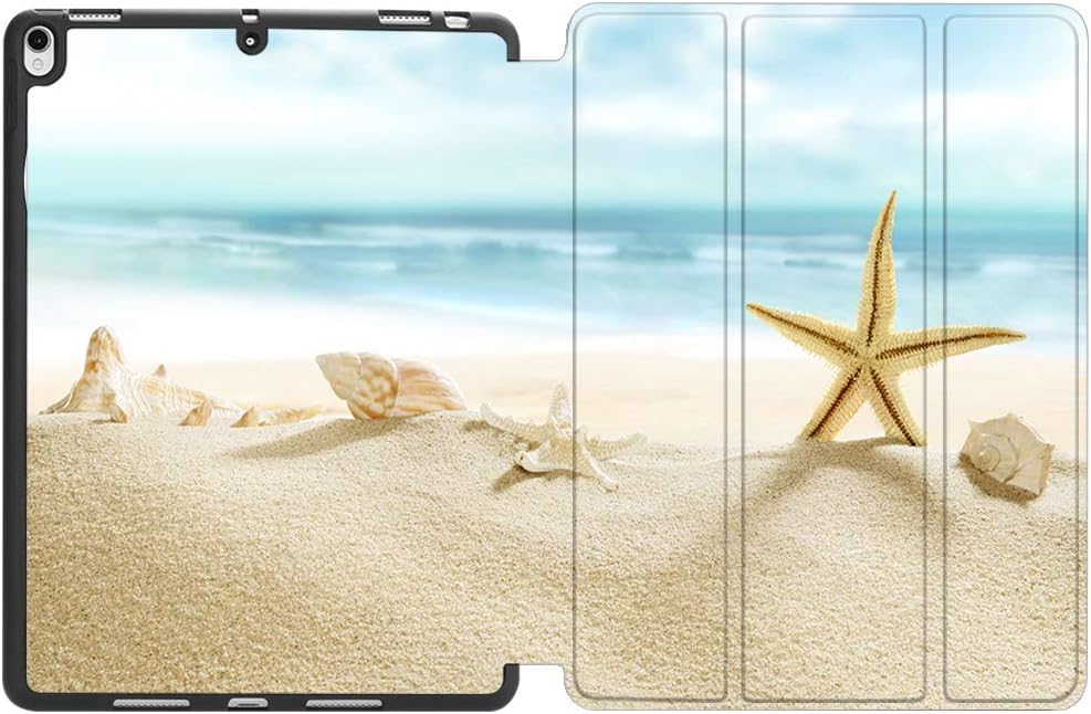 MTAOTAO iPad air 10.5 2019 Case,Lightweight Smart Case Trifold Stand with Auto Sleep/Wake, Soft TPU Back Protective Cover for Apple iPad Pro 10.5 inch Cover with Apple Pencil Holder, Beach Conch