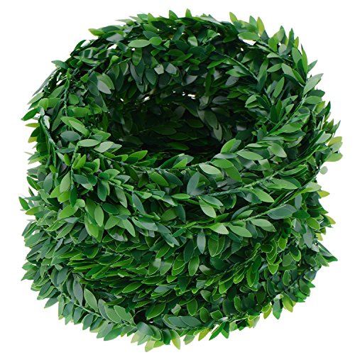 eBoot 24.6 Yards Artificial Garland Foliage Green Leaves Fake Vine for Party DIY Headbands