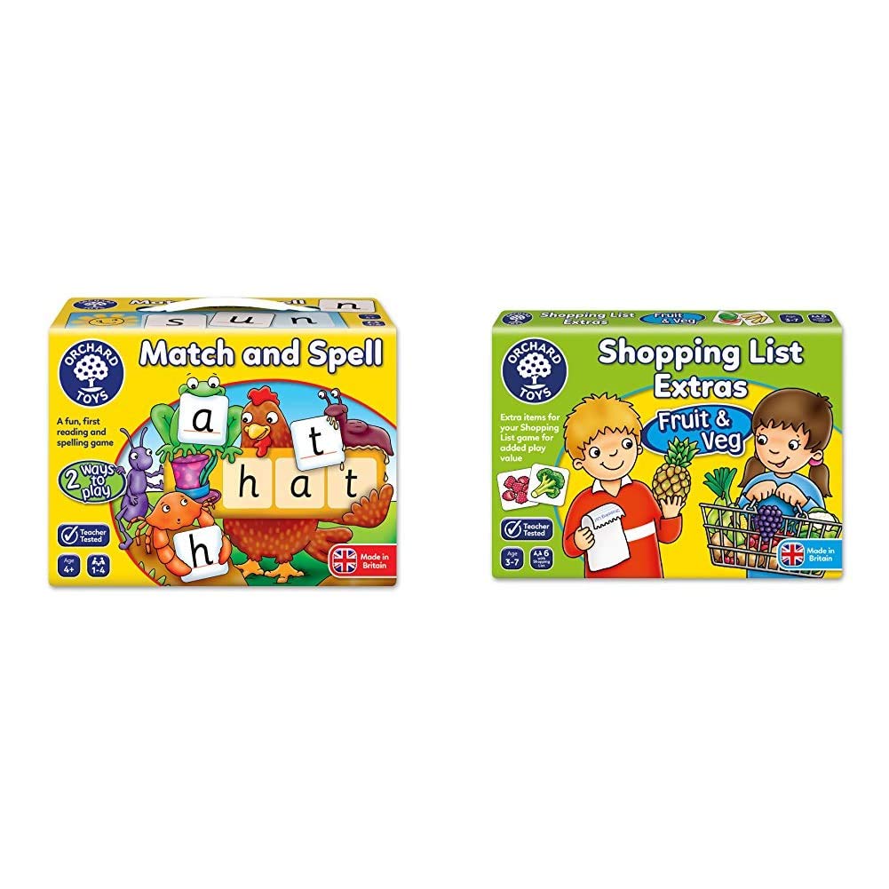 Orchard Toys Match and Spell Game & Shopping List Extras Pack - Fruit & Veg Game