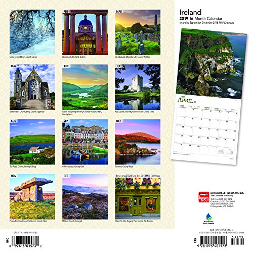 Ireland 2019 12 x 12 Inch Monthly Square Wall Calendar, Scenic Travel Dublin Irish (Multilingual Edition)
