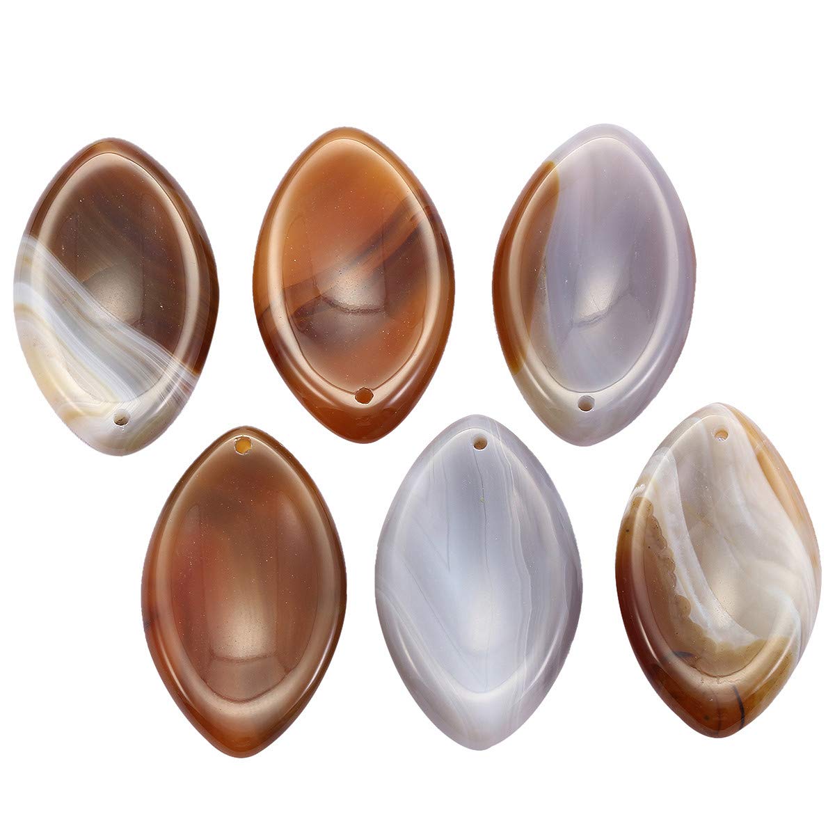 KYEYGWO Healing Reiki Thumb Worry Stone, Polished Top Drilled Stone Pendants for Jewelry Making, Pack of 3