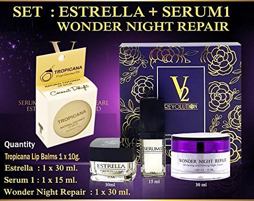 V2 REVOLUTION SET 4 ESTRELLA PREMIUM GOLD NIGHT CREAM SERUM BLACK PEARL WHITE[Get Free Tomato Facial Mask]