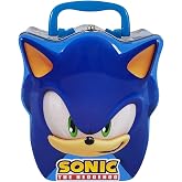 Sonic the Hedgehog Head Shaped Tin Carry All - Hinged, Lid, Handle, 1 Count, Blue