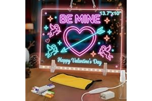 KYCLUMS Led Drawing Board with 7 Colors,Light Up Cosmody Drawing Board,Glowing Acrylic Dry Erase Board with Light,Lumiboard Led Boards,Valentines Day Gifts Party Favors Decoration(13.7“x10”)