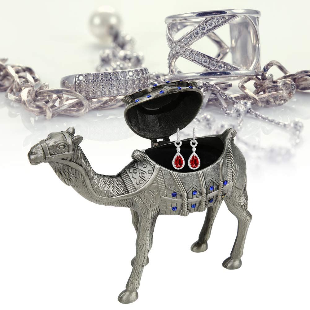 Hztyyier Treasured Trinket Box, 12x4x9.5cm Lucky Camel Trinket Box Figurine Collectible Ring Display Holders Inlaid Gifts Home Decoration