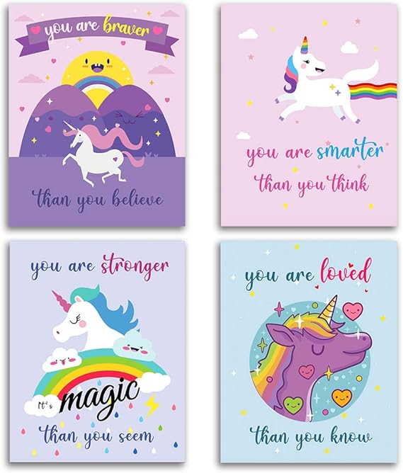 amazoncom funny unicorn inspirational words watercolor art print set