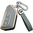 SANRILY 3 Button Gray Key Fob Cover fit for VW Golf 8 ID.3 ID.4 2020 Skoda Octavia Smart Key Case Full Protection Soft TPU Key Shell with Key Chains-Keyless