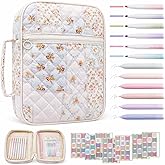 BtyHomShelf Bible Cover Case For Women,Large Bible Bag with Study Supplies,Quilted Bible Carrying Case for Girls,Portable Bible Case with Highlighter, Pens,Tabs,Bible Study Gifts for Women