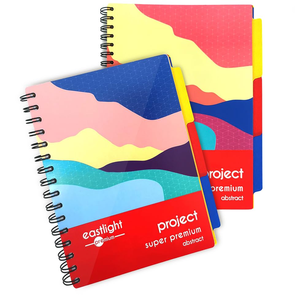 Eastlight Premium A5 Ruled Wirebound Project Book with 3 Repositionable Dividers (Pack 2 x 200 pages)